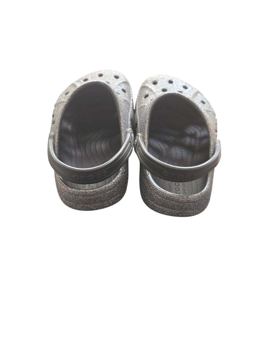 Crocs Kids Classic Glitter Clog - Silver Size 2 - Picture 4 of 6
